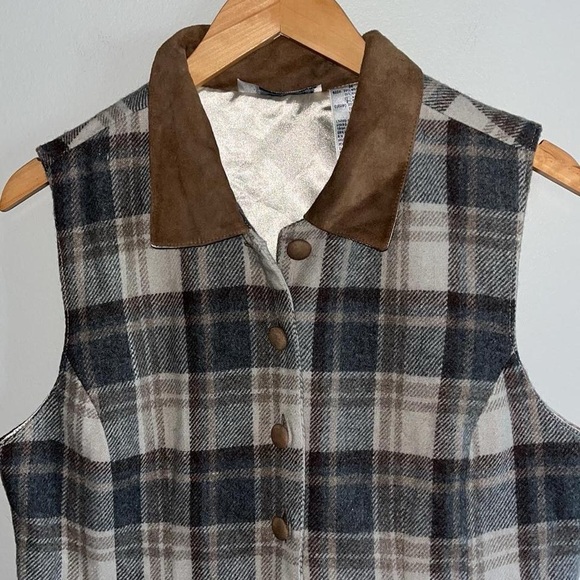 Chrysantheme Vintage Wool & Leather Vest - Picture 2 of 8